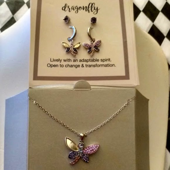 Kohl s Jewelry Kohls 3pc Set Dragonfly Colorful Crystal Silver